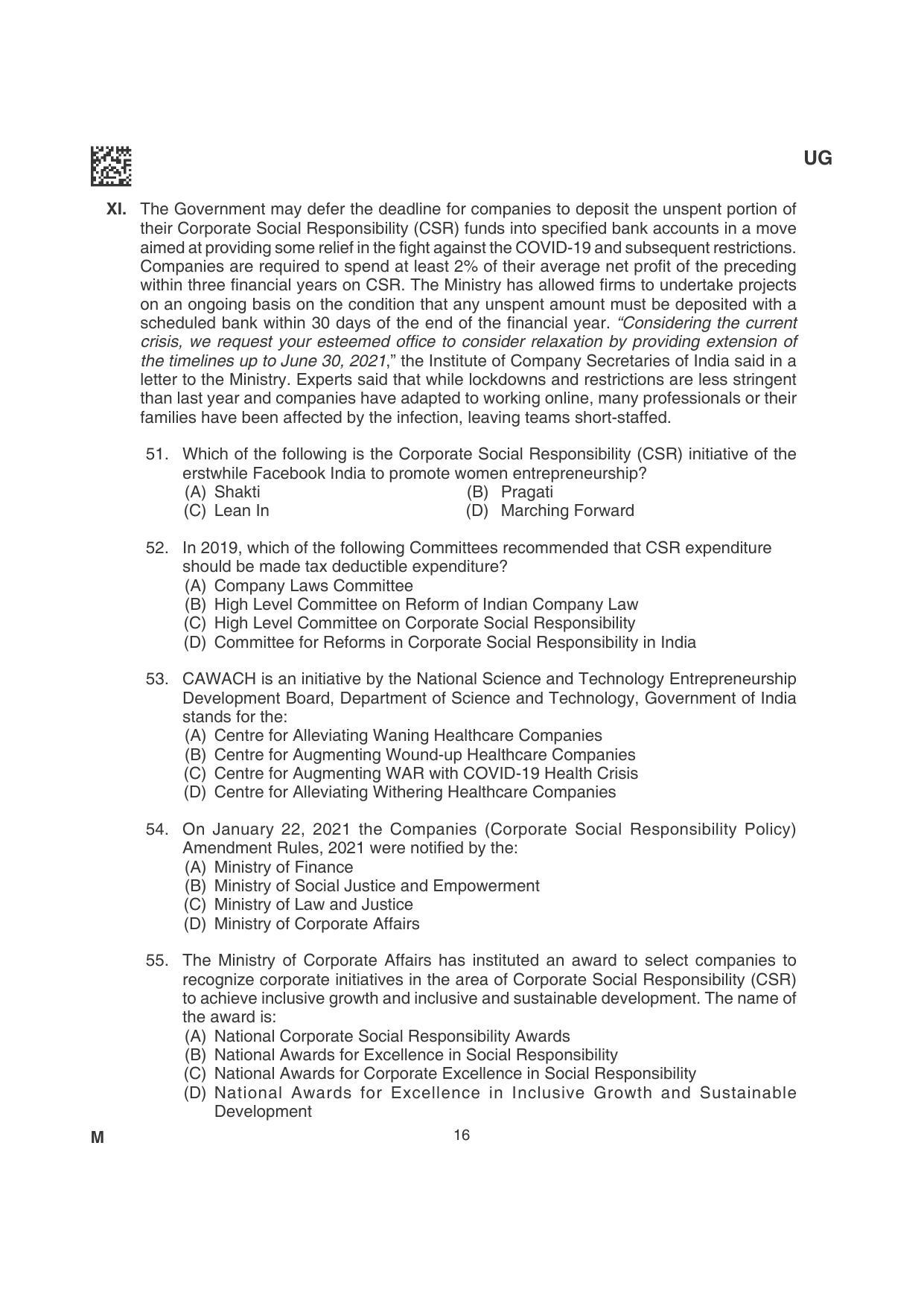 CLAT 2022 UG Question Papers - Page 16