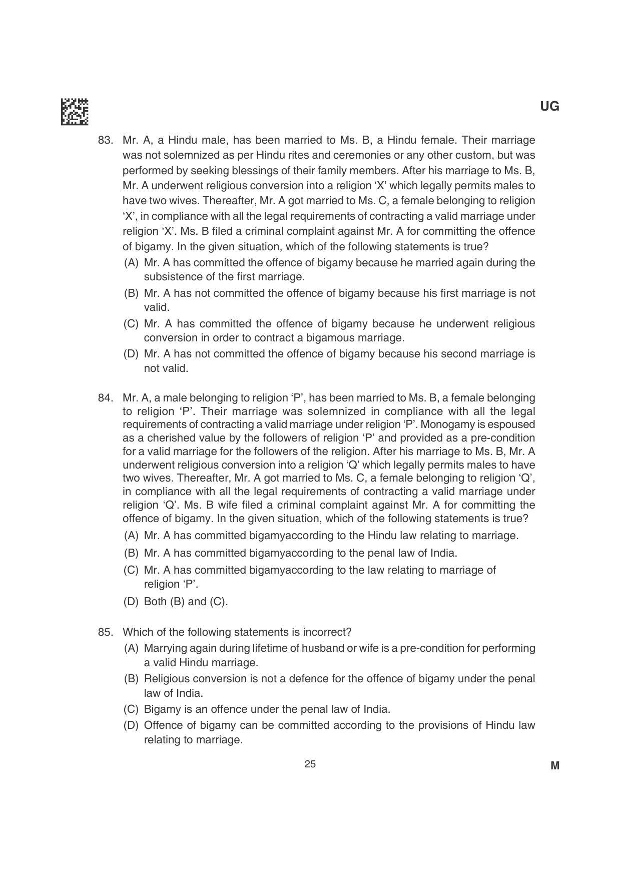 CLAT 2022 UG Question Papers - Page 25