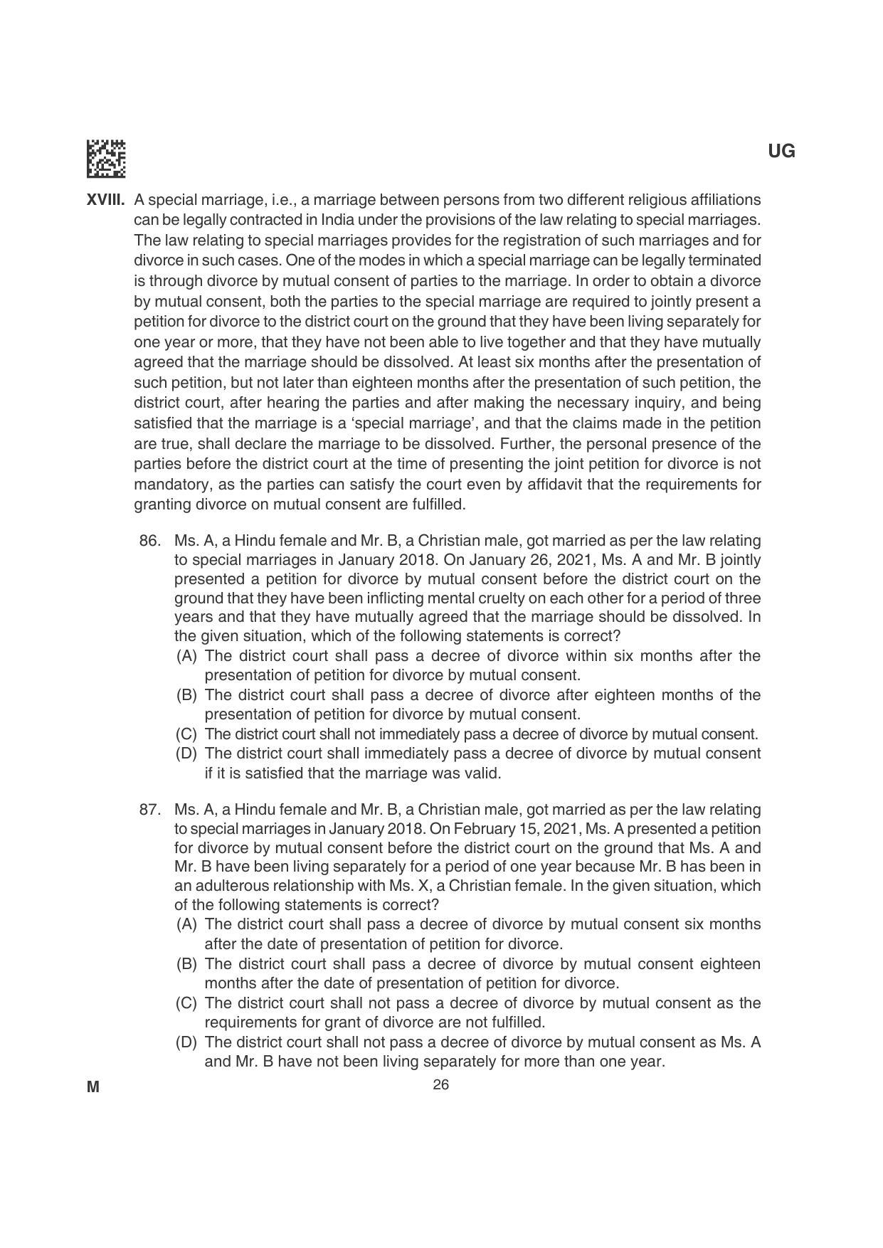 CLAT 2022 UG Question Papers - Page 26