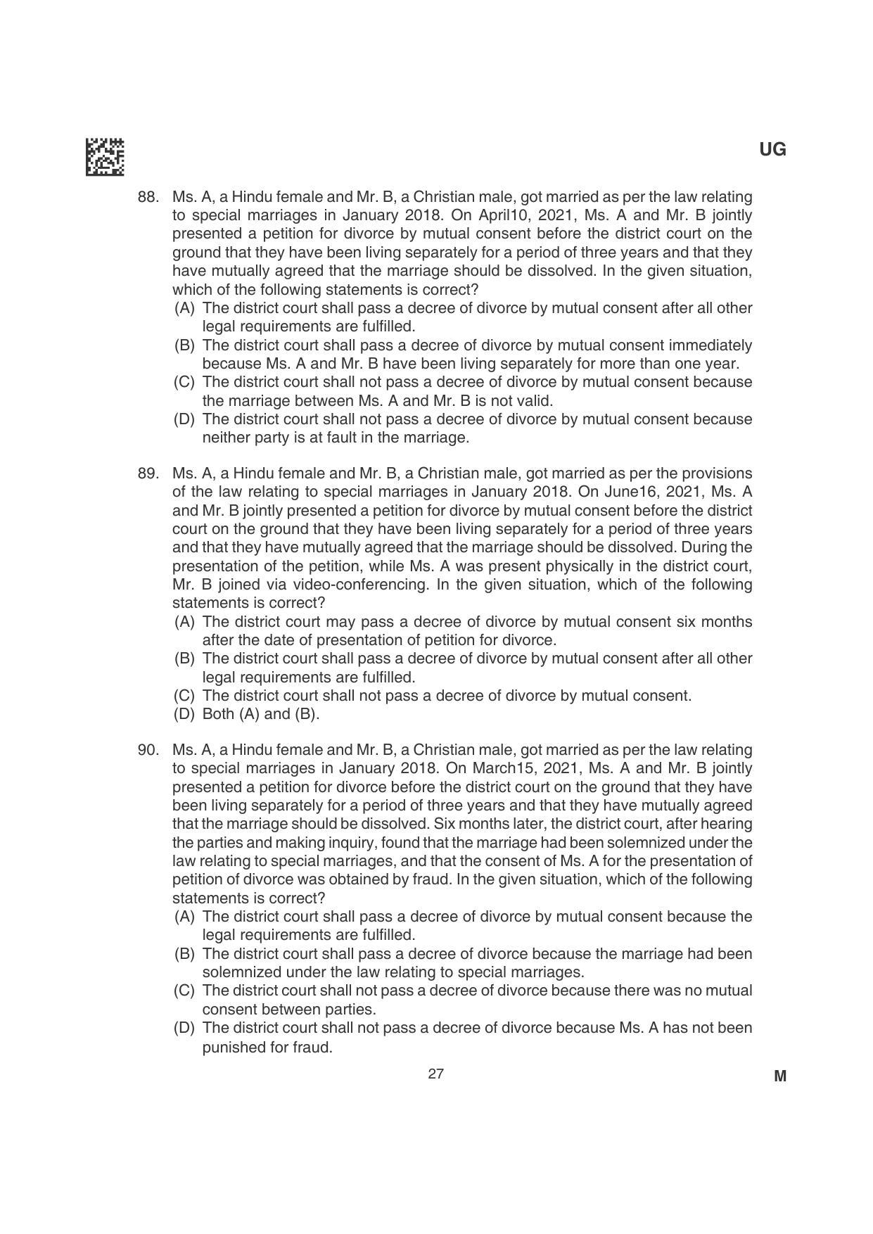 CLAT 2022 UG Question Papers - Page 27