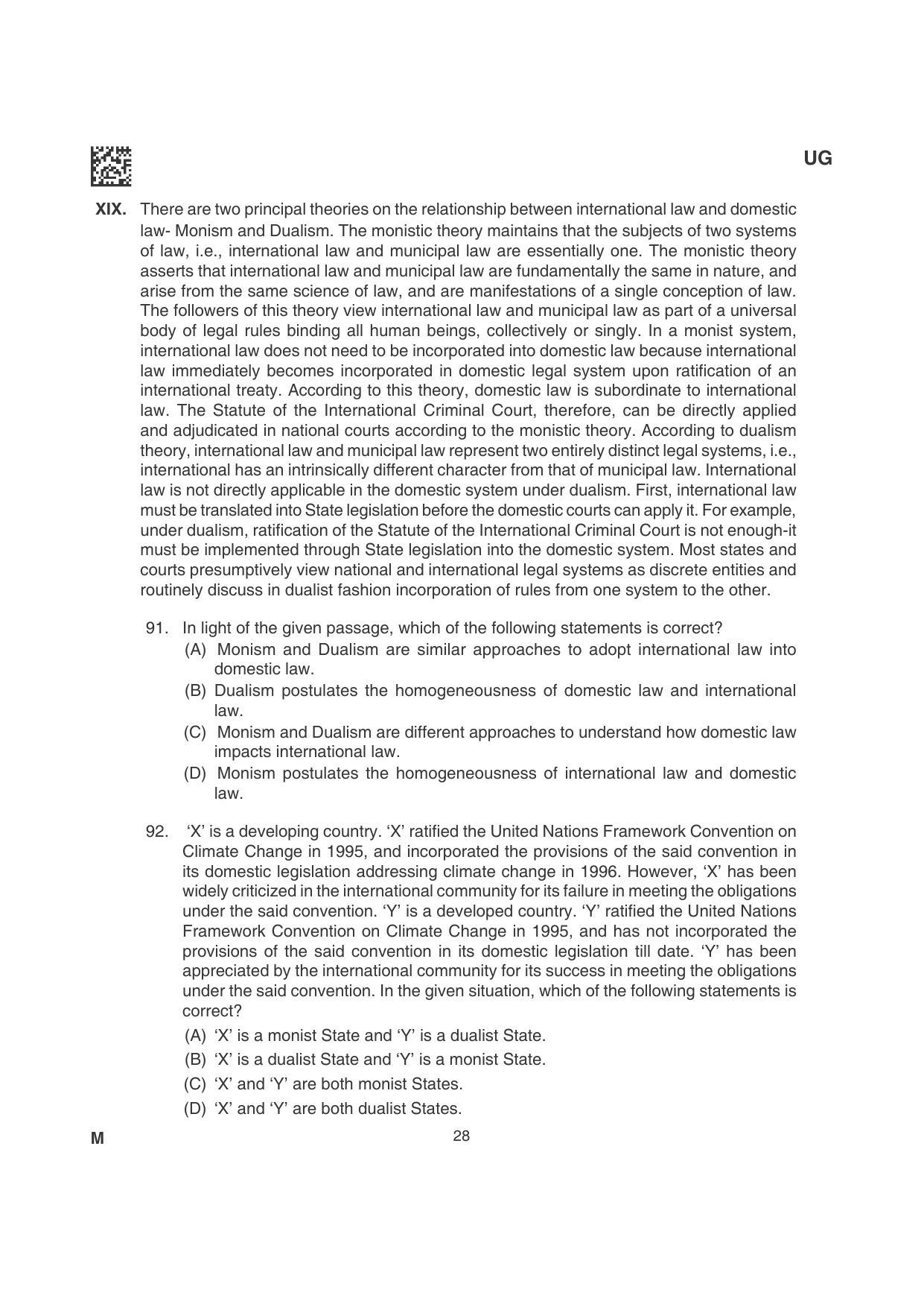 CLAT 2022 UG Question Papers - Page 28