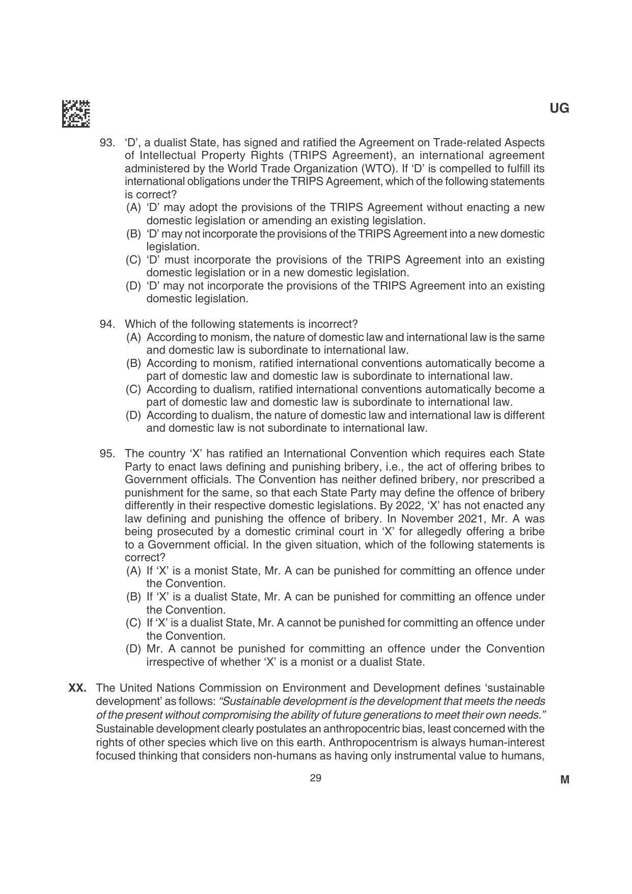 CLAT 2022 UG Question Papers - Page 29