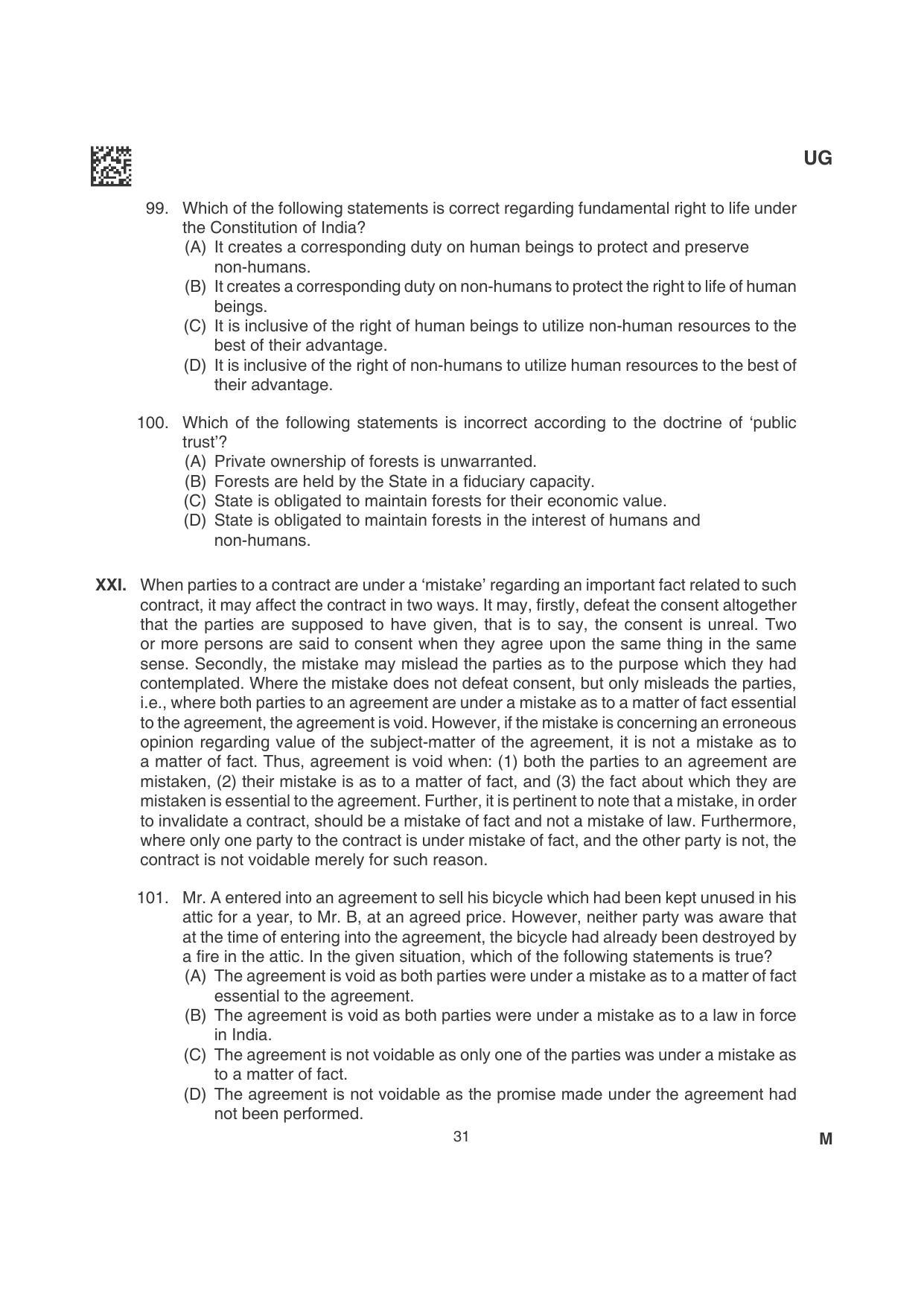 CLAT 2022 UG Question Papers - Page 31