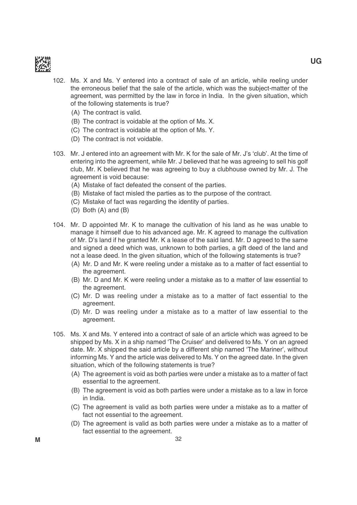 CLAT 2022 UG Question Papers - Page 32