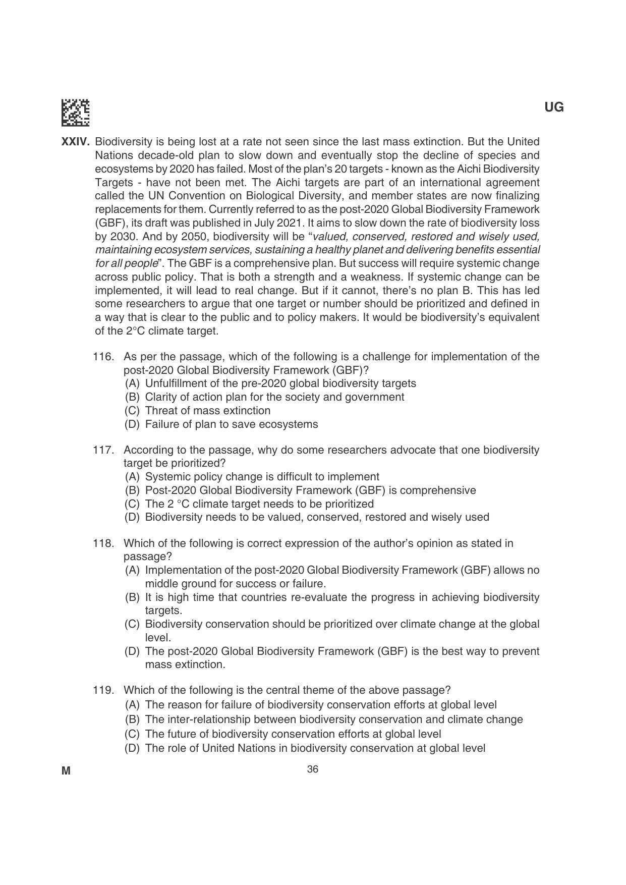 CLAT 2022 UG Question Papers - Page 36