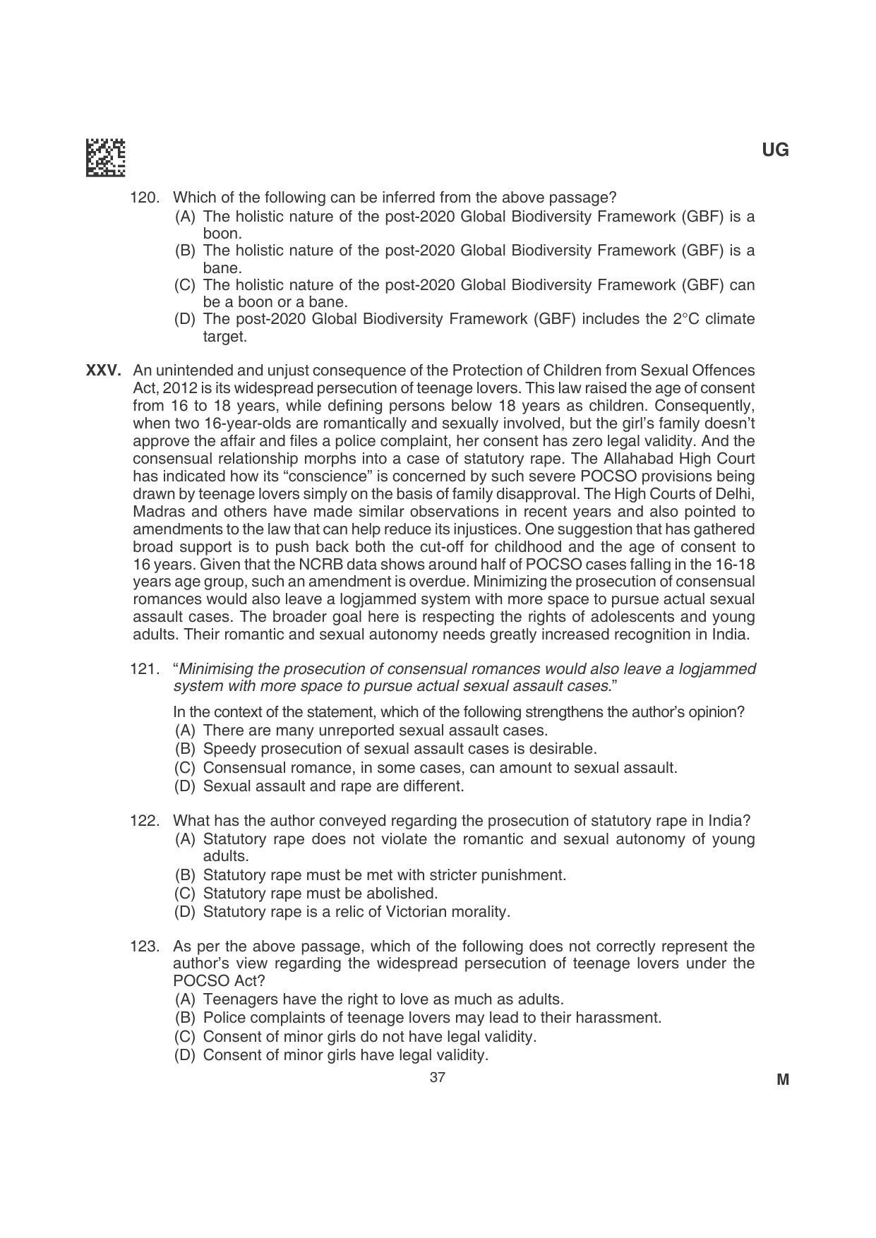 CLAT 2022 UG Question Papers - Page 37