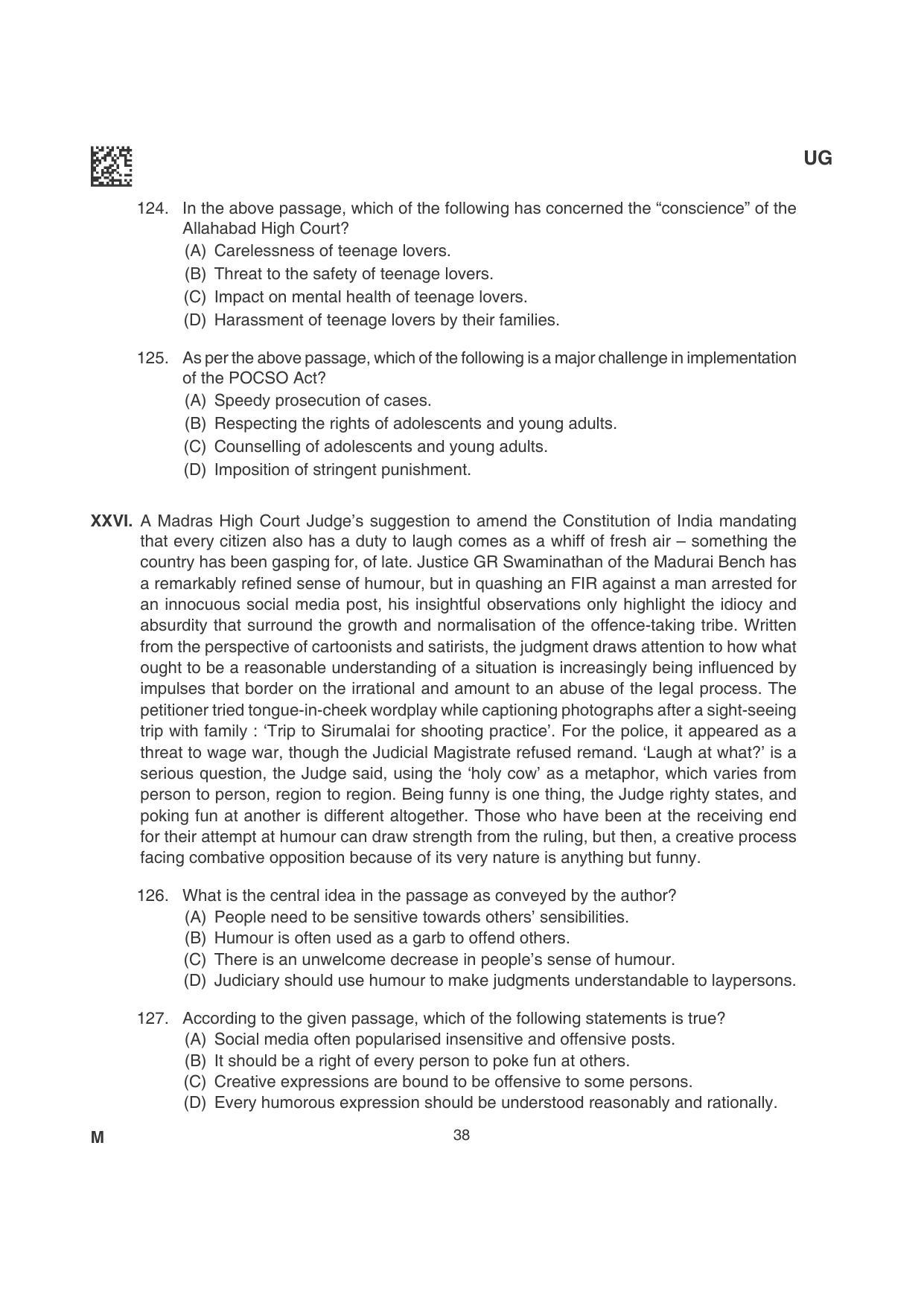 CLAT 2022 UG Question Papers - Page 38