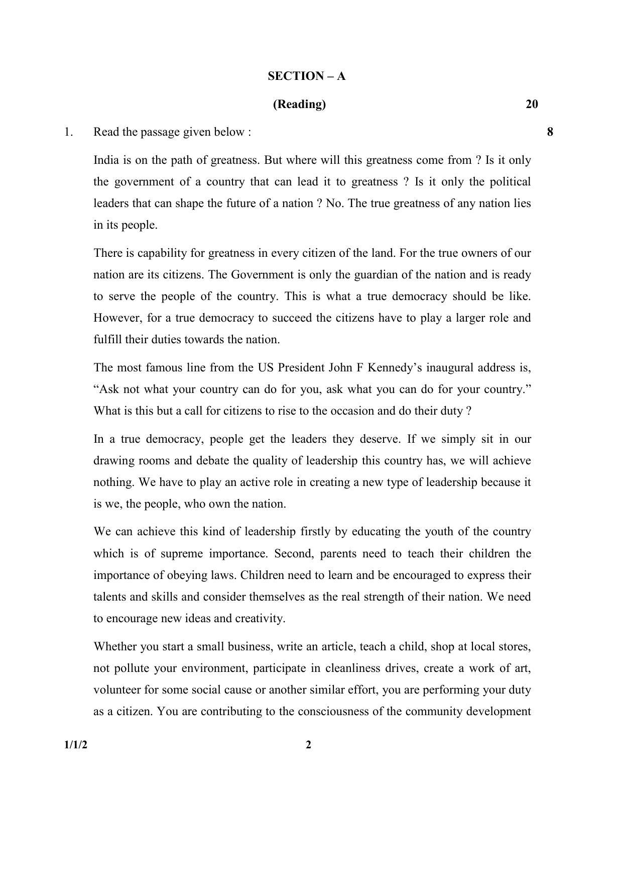 CBSE Class 10 1-1-2 (Eng.) 2017-comptt Question Paper - Page 2