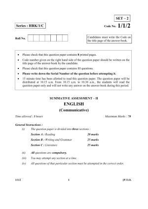 CBSE Class 10 1-1-2 (Eng.) 2017-comptt Question Paper
