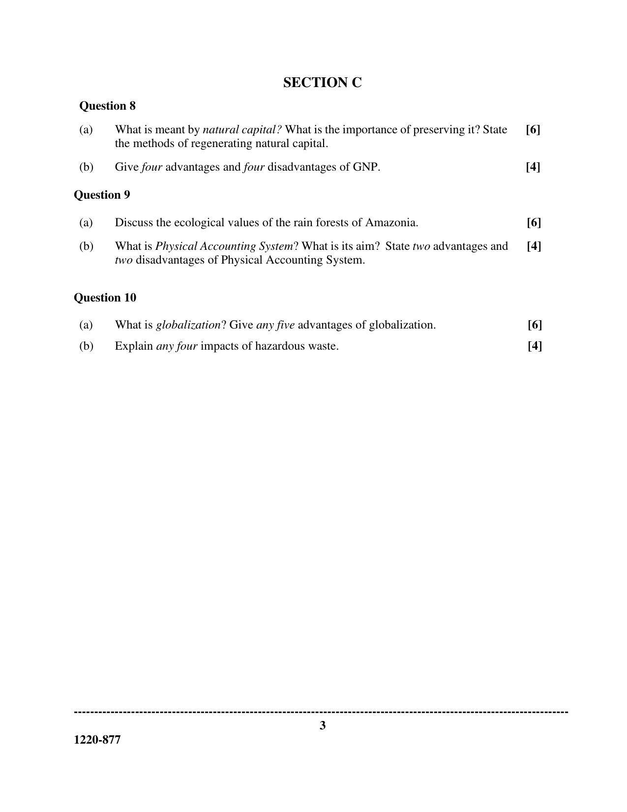ISC Class 12 2020 ENV. Science Question Paper - Page 3