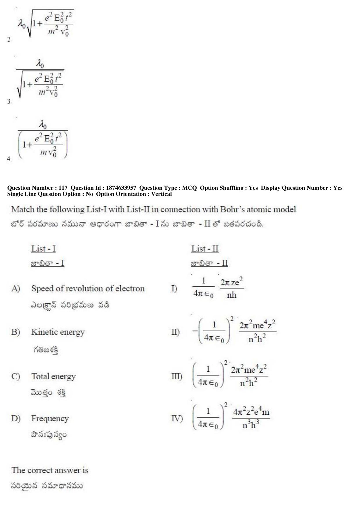 AP EAPCET 2019 - 20 April 2019 Afternoon - Master Engineering Question Paper With Preliminary Keys - Page 67