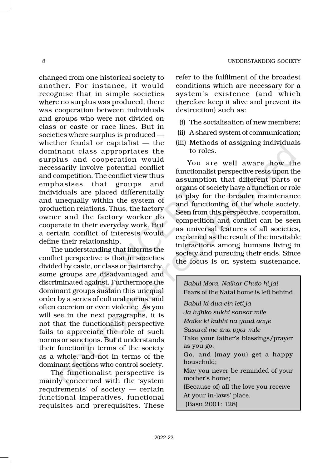 NCERT Book for Class 11 Sociology (Part-II) Chapter 1 Social Structure, Stratification and Social Processes in Society - Page 8