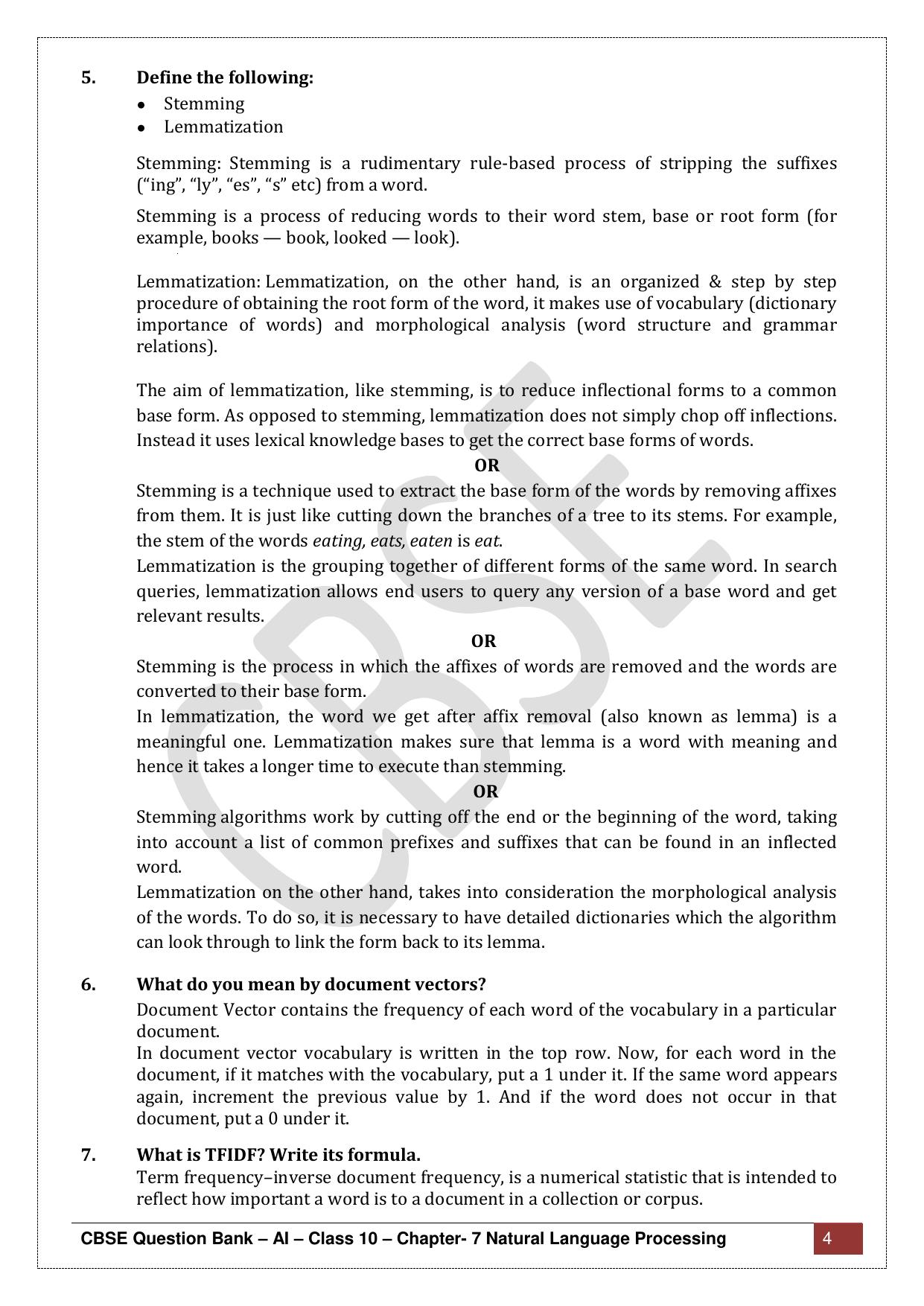 CBSE Class 10 Artificial Intelligence - Chapter 7 Question Bank - Page 4