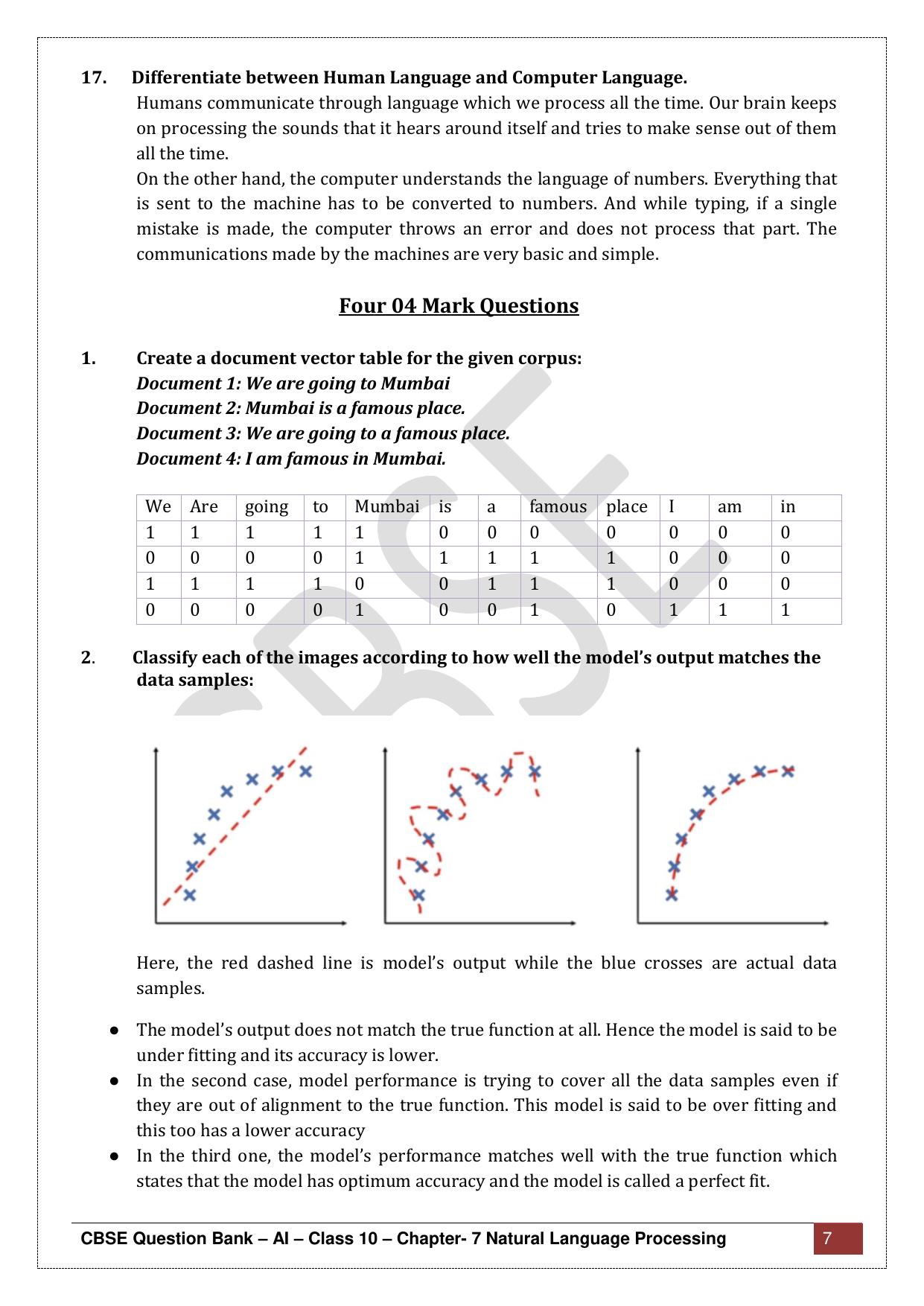 CBSE Class 10 Artificial Intelligence - Chapter 7 Question Bank - Page 7