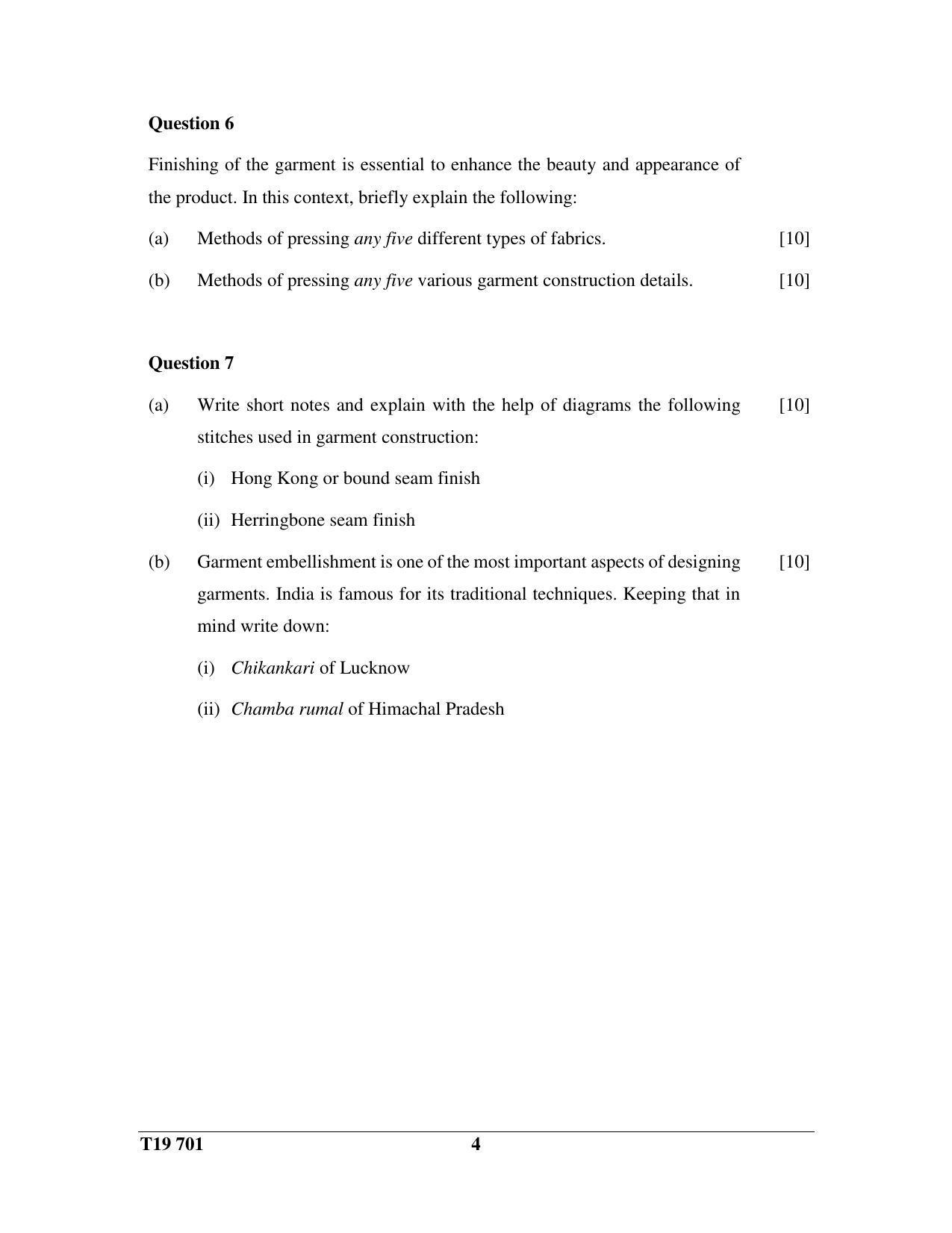 ISC Class 12 2019 Fashion Designing Question Paper - Page 4