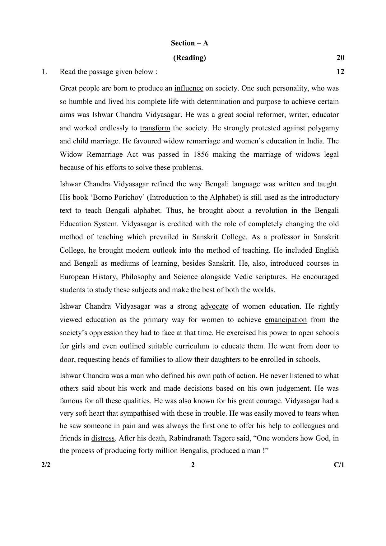 CBSE Class 10 2-2 (English) (Lang. & Lit.) 2018 Compartment Question Paper - Page 2
