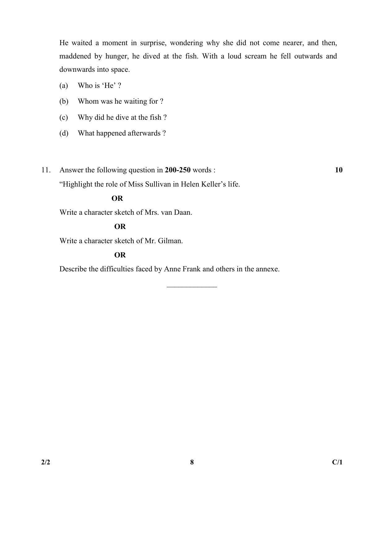 CBSE Class 10 2-2 (English) (Lang. & Lit.) 2018 Compartment Question Paper - Page 8