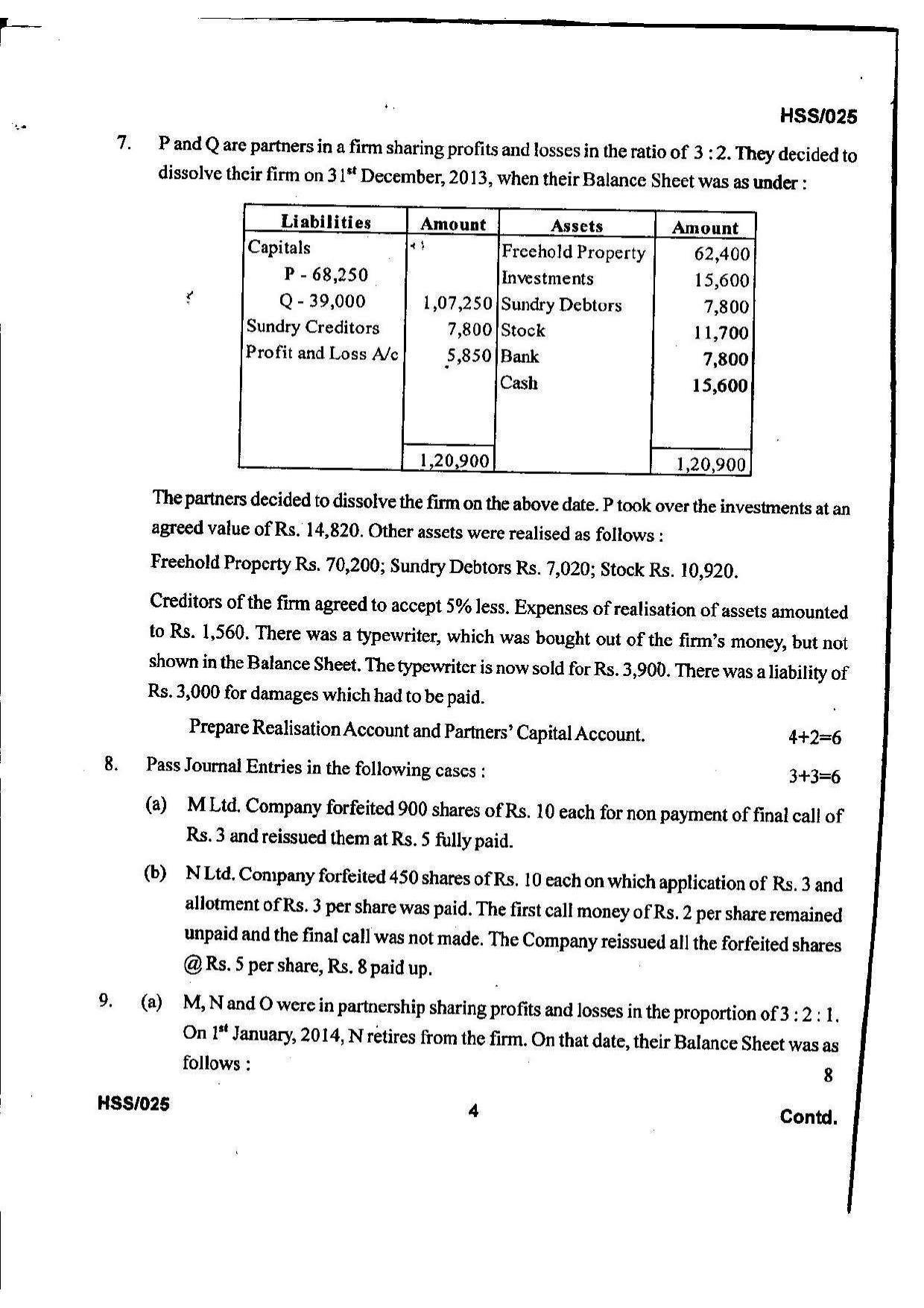 MBSE HSSLC 2023 Commerce Question Paper - Page 4
