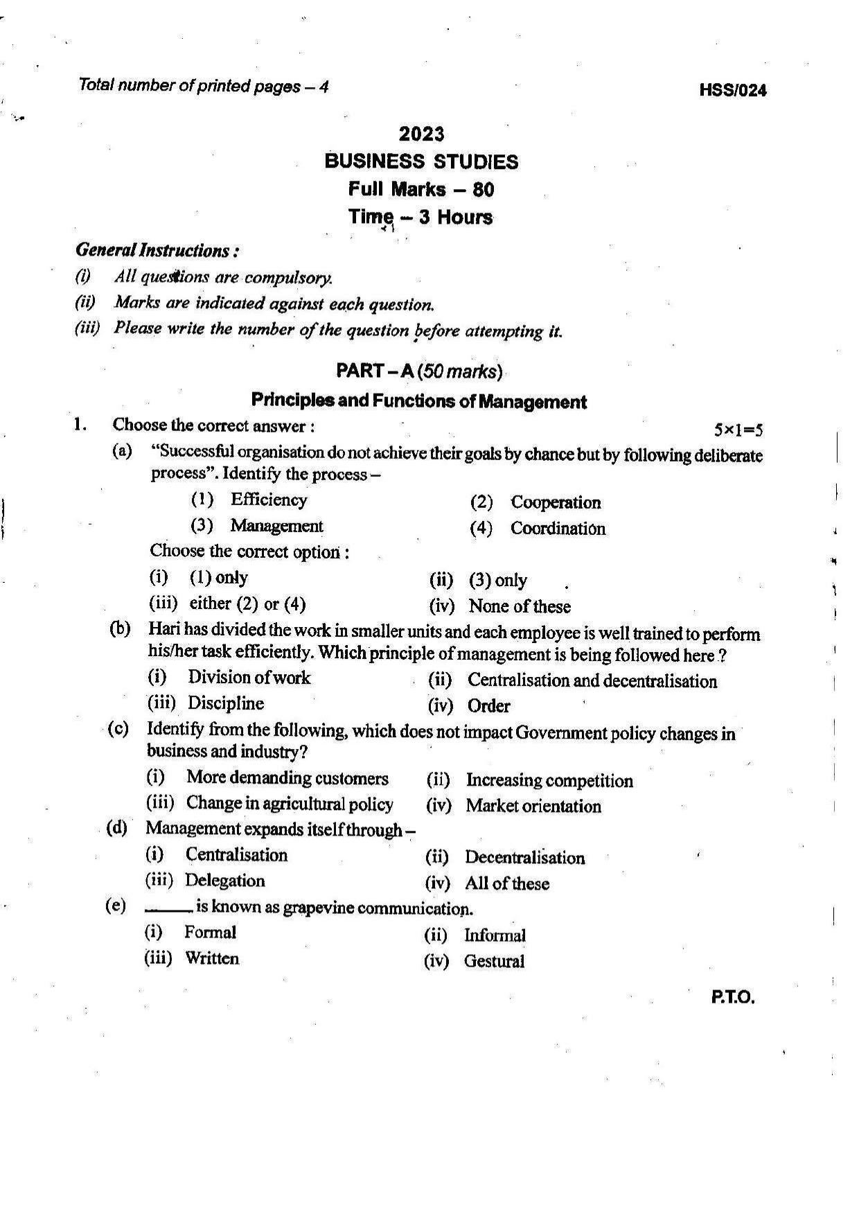 MBSE HSSLC 2023 Commerce Question Paper - Page 16