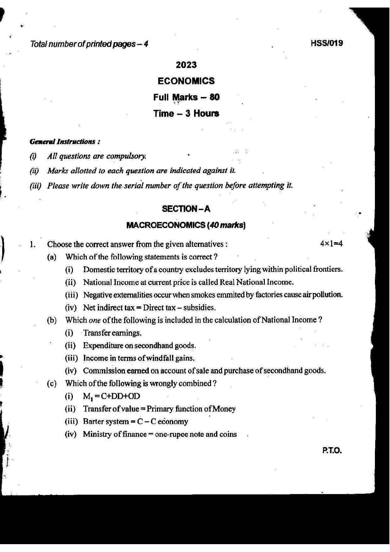 MBSE HSSLC 2023 Commerce Question Paper - Page 20
