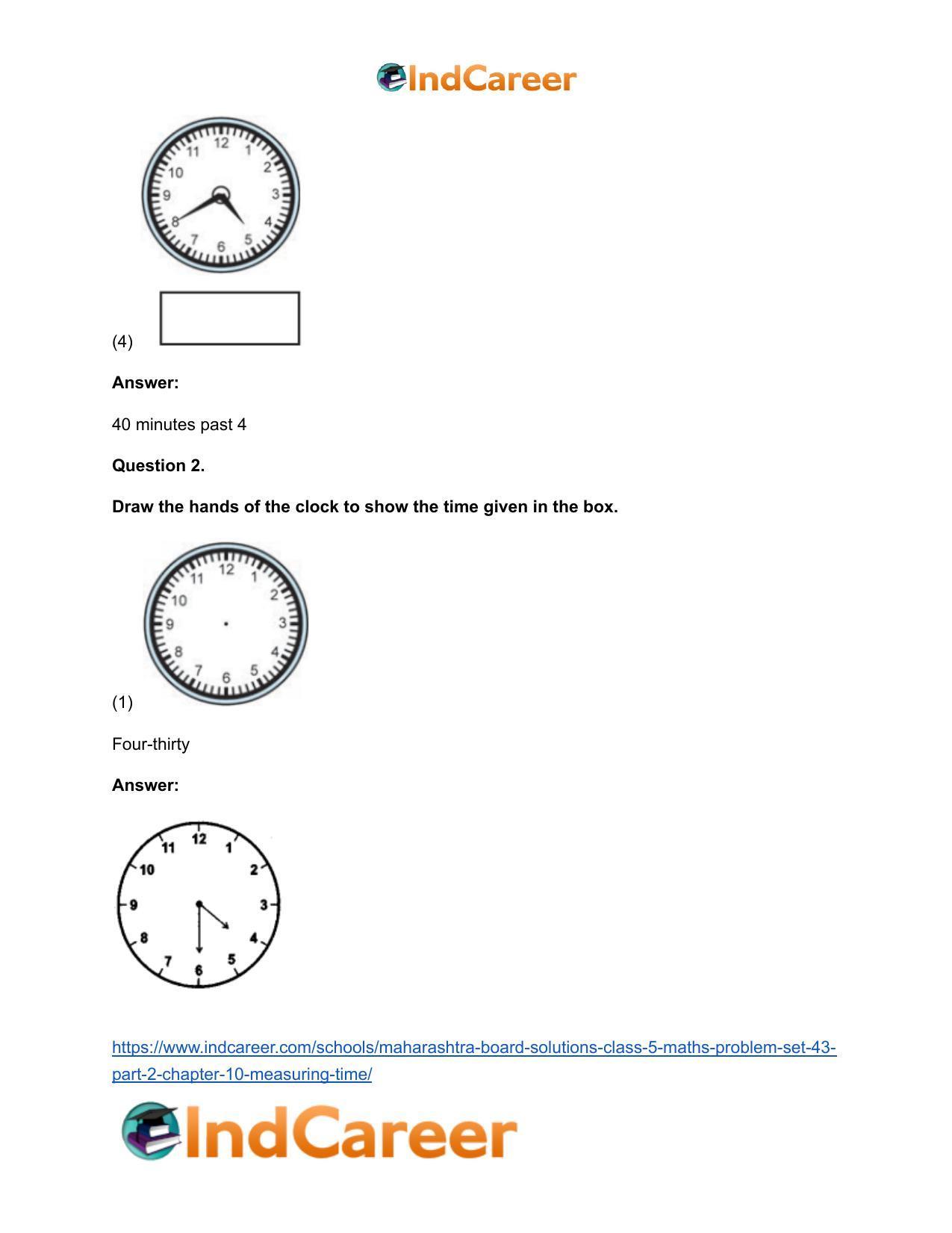 Maharashtra Board Solutions Class 5-Maths (Problem Set 43) - Part 2: Chapter 10- Measuring Time - Page 4