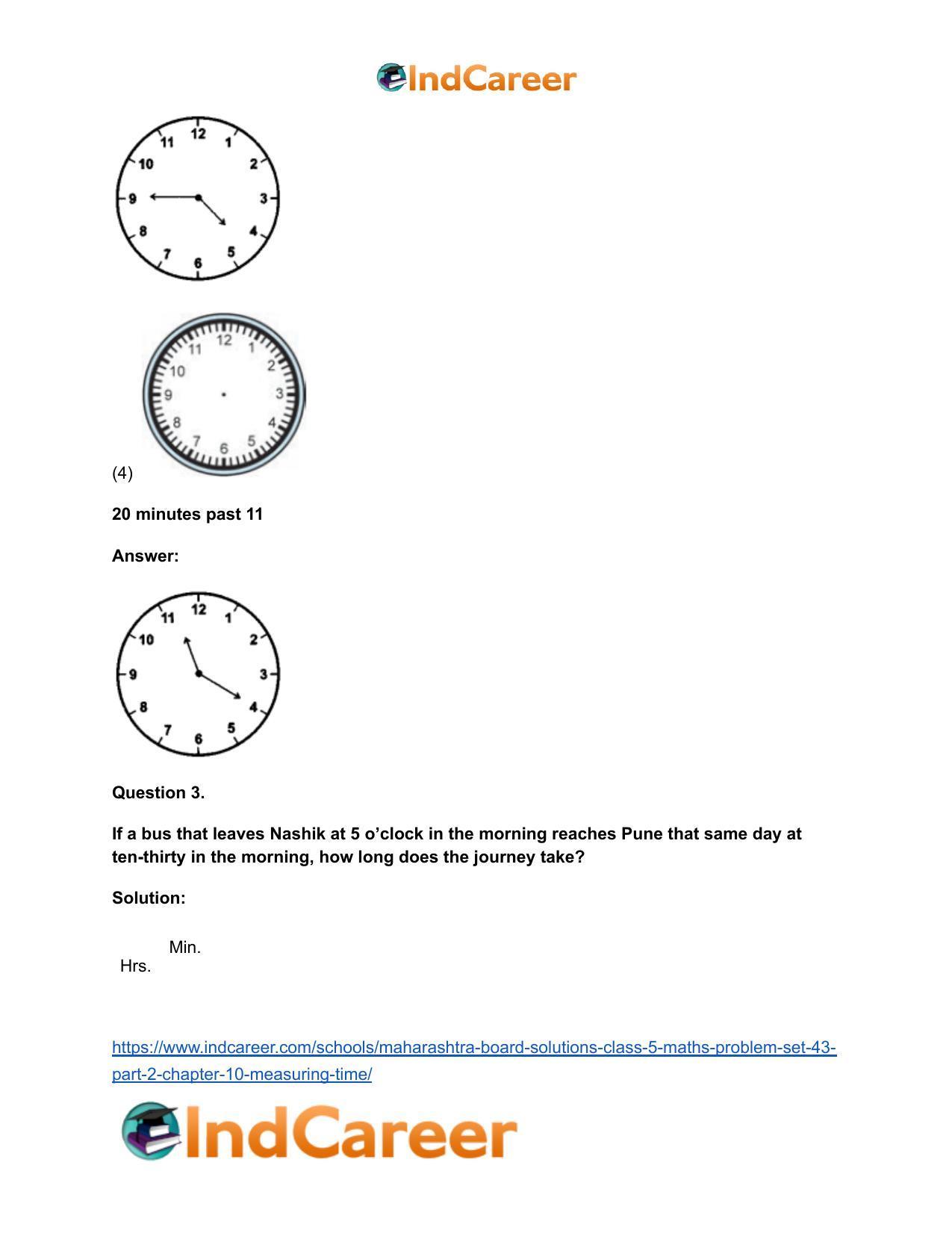 Maharashtra Board Solutions Class 5-Maths (Problem Set 43) - Part 2: Chapter 10- Measuring Time - Page 6