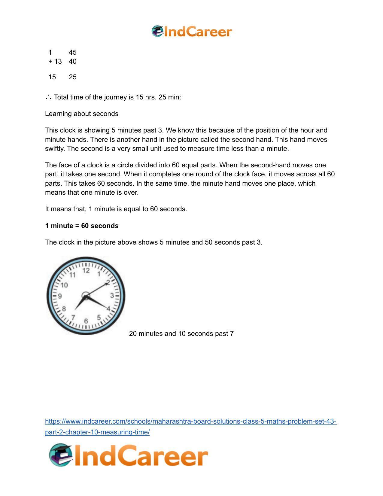 Maharashtra Board Solutions Class 5-Maths (Problem Set 43) - Part 2: Chapter 10- Measuring Time - Page 8