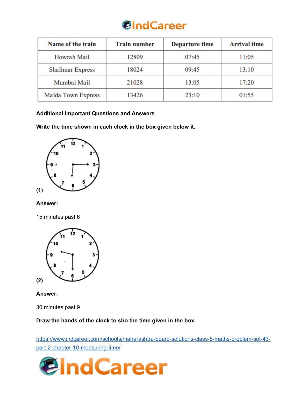 Maharashtra Board Solutions Class 5-Maths (Problem Set 43) - Part 2: Chapter 10- Measuring Time - Page 12