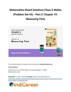 Maharashtra Board Solutions Class 5-Maths (Problem Set 43) - Part 2: Chapter 10- Measuring Time