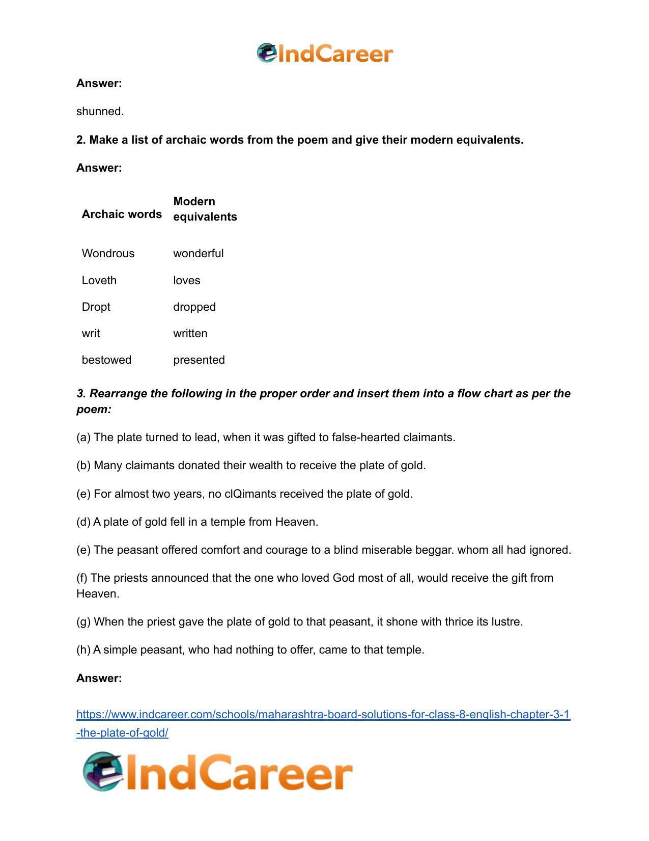 Maharashtra Board Solutions for Class 8- English: Chapter 3.1- The Plate of Gold - Page 5