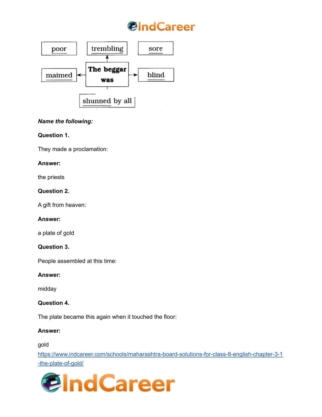 Maharashtra Board Solutions for Class 8- English: Chapter 3.1- The Plate of Gold - Page 8