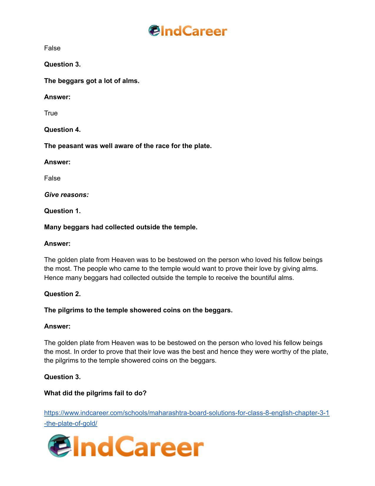 Maharashtra Board Solutions for Class 8- English: Chapter 3.1- The Plate of Gold - Page 11