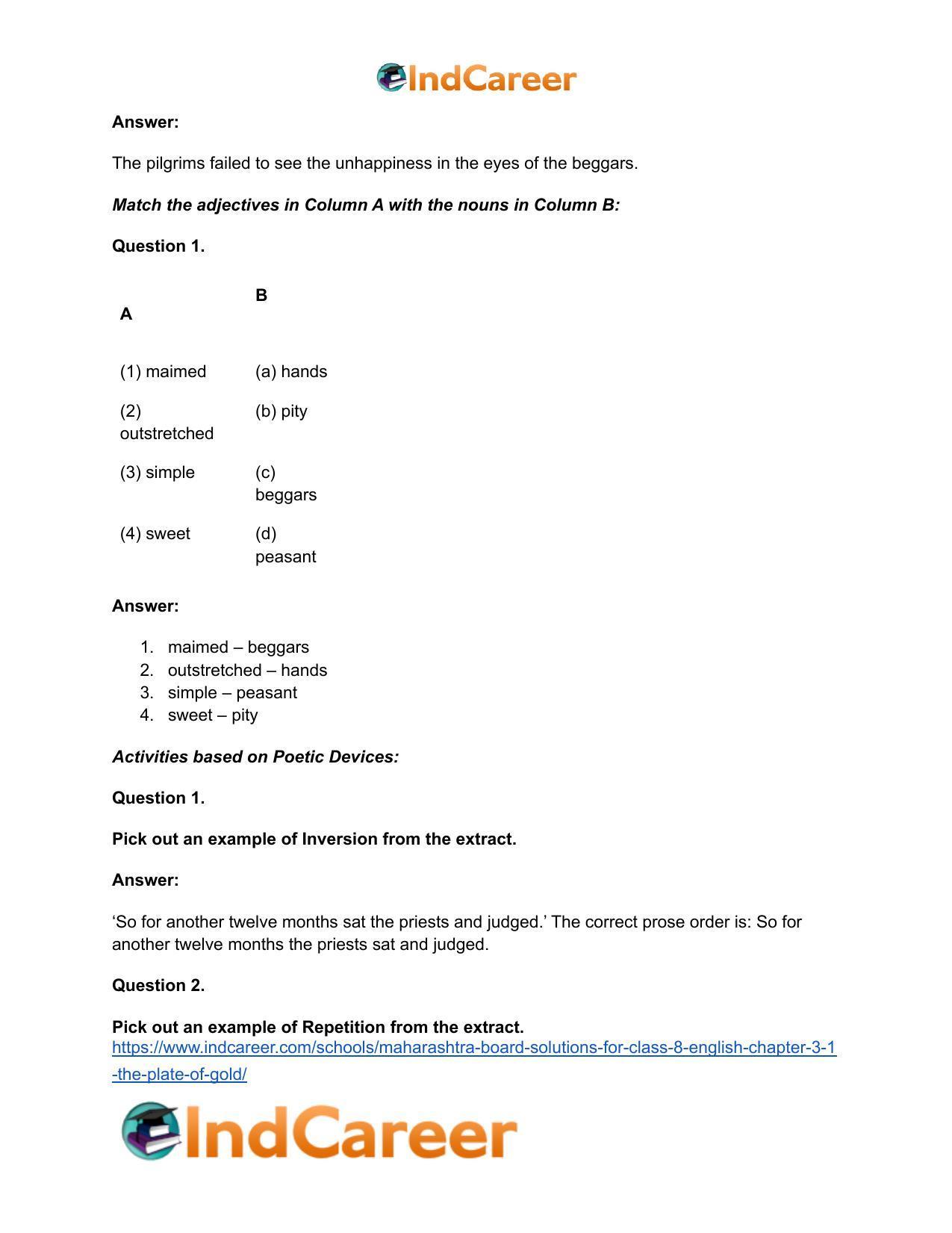 Maharashtra Board Solutions for Class 8- English: Chapter 3.1- The Plate of Gold - Page 12