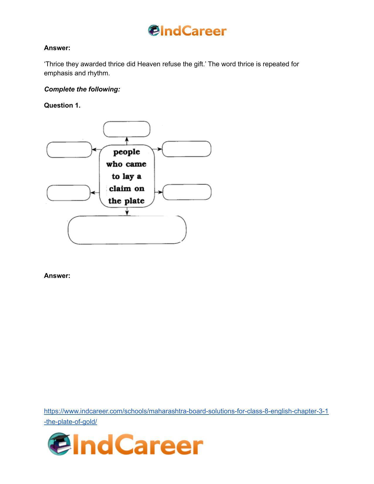 Maharashtra Board Solutions for Class 8- English: Chapter 3.1- The Plate of Gold - Page 13
