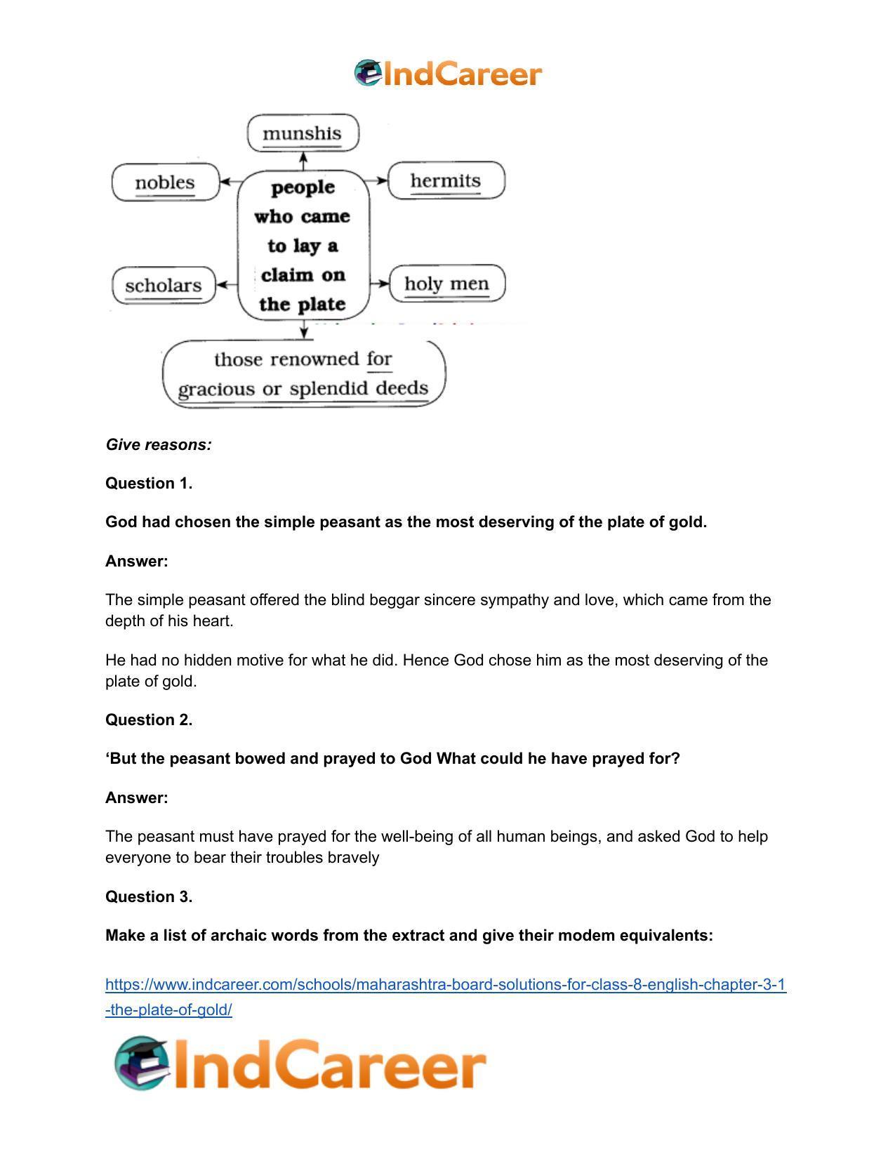 Maharashtra Board Solutions for Class 8- English: Chapter 3.1- The Plate of Gold - Page 14