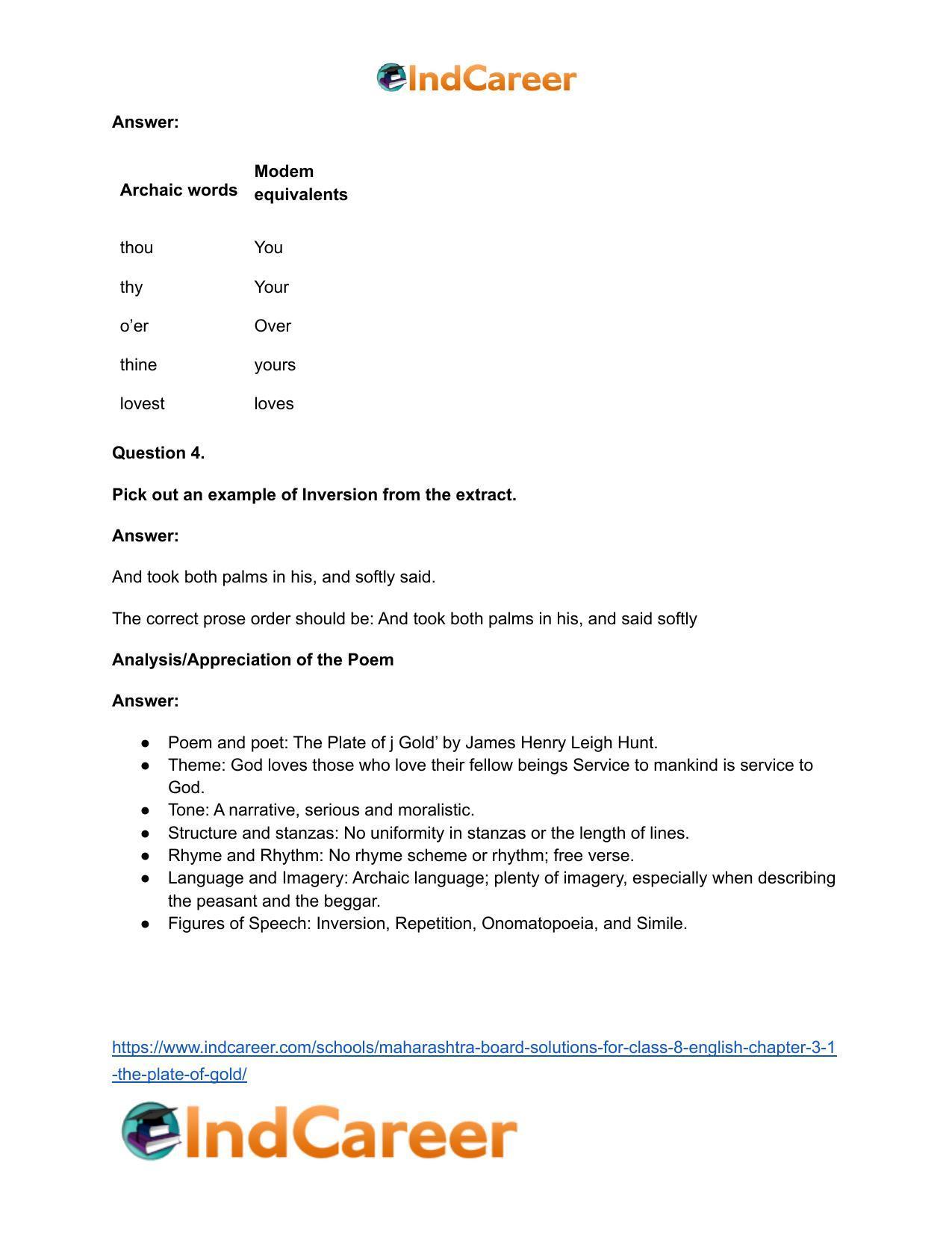 Maharashtra Board Solutions for Class 8- English: Chapter 3.1- The Plate of Gold - Page 15