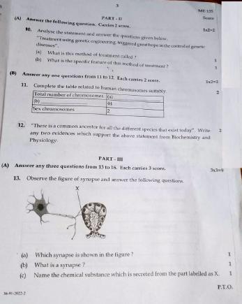 Kerala SSLC 2022 Biology Question Paper (EM) (Model) - Page 3