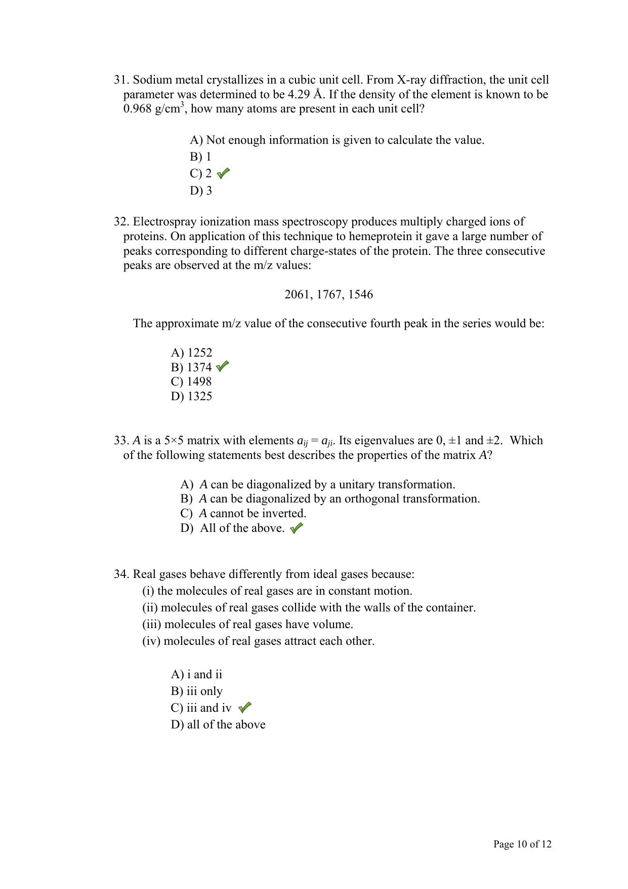 TIFR GS 2013 Chemistry Y Question Paper - Page 11