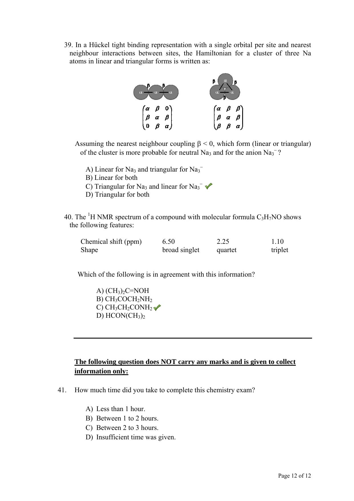 TIFR GS 2013 Chemistry Y Question Paper - Page 13