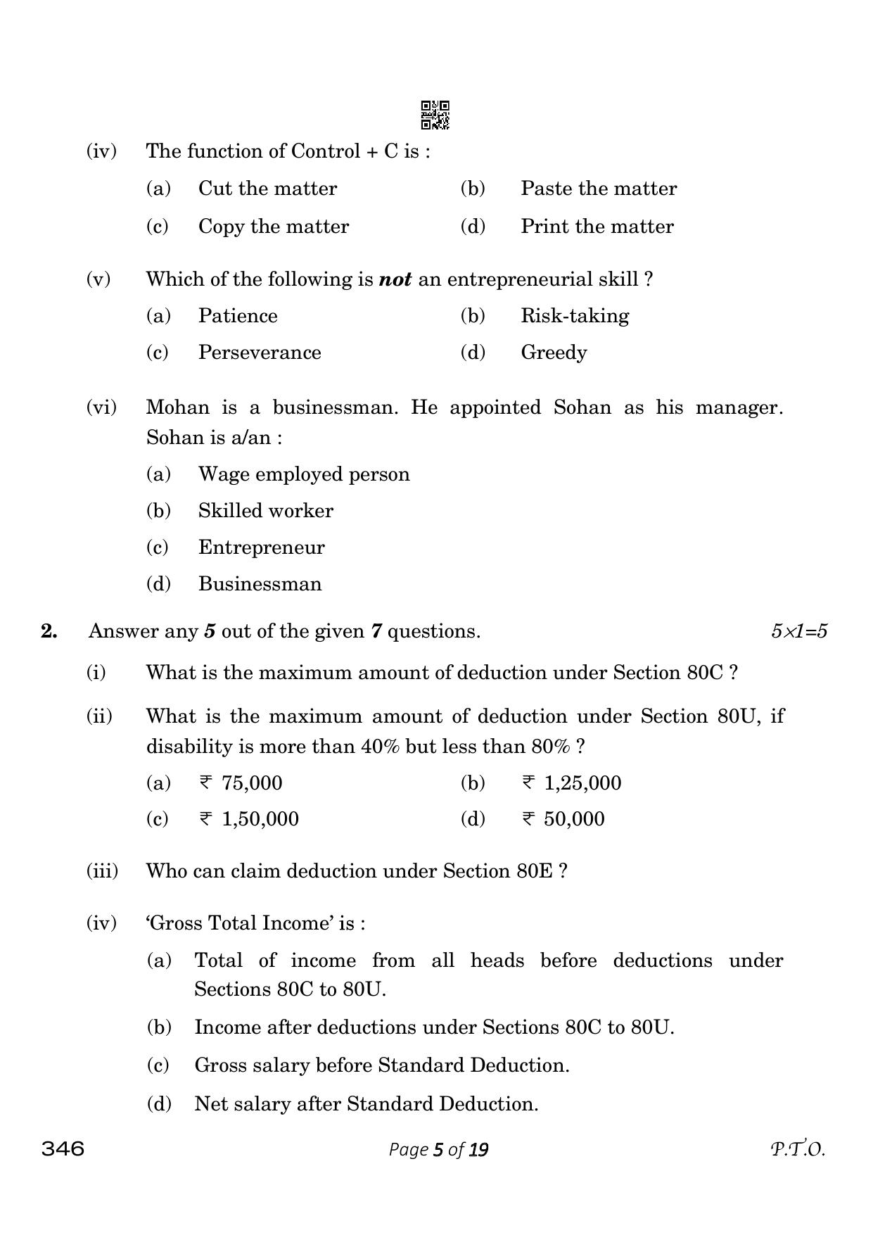 CBSE Class 12 346_Taxation 2023 Question Paper - Page 5