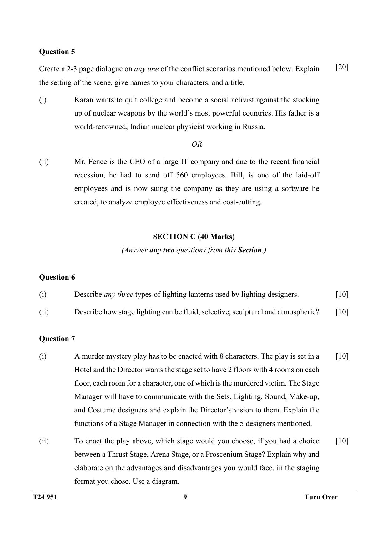 ICSE Class 10 DRAMA 2024 Question Paper - Page 9