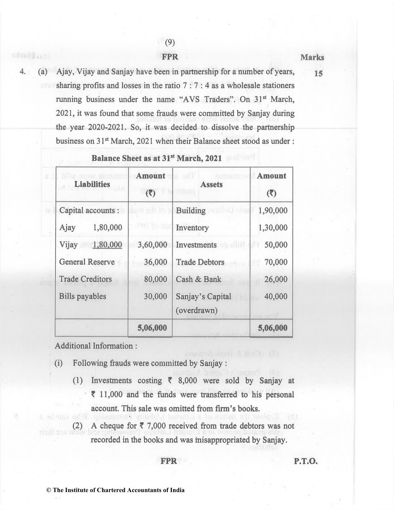CA Inter May 2022 Question Paper - Paper 5 – Advanced Accounting - Page 9