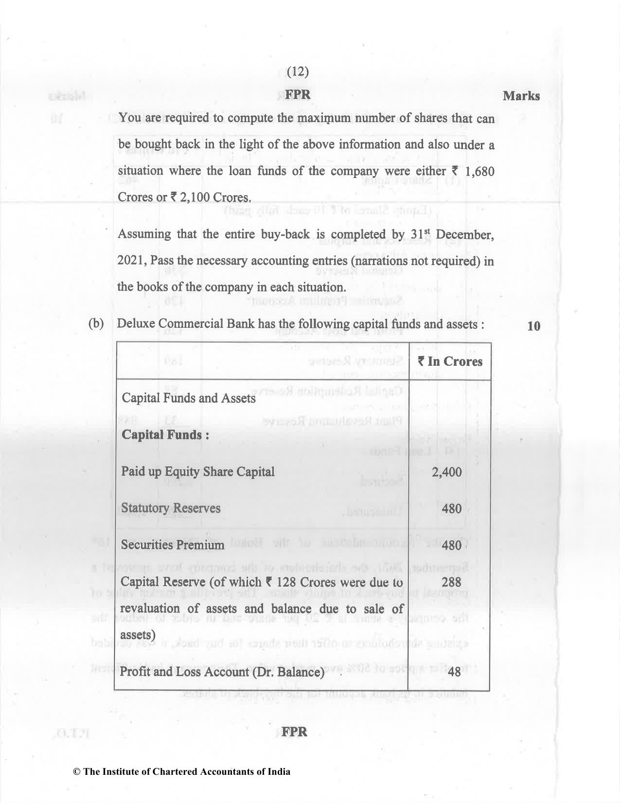 CA Inter May 2022 Question Paper - Paper 5 – Advanced Accounting - Page 12