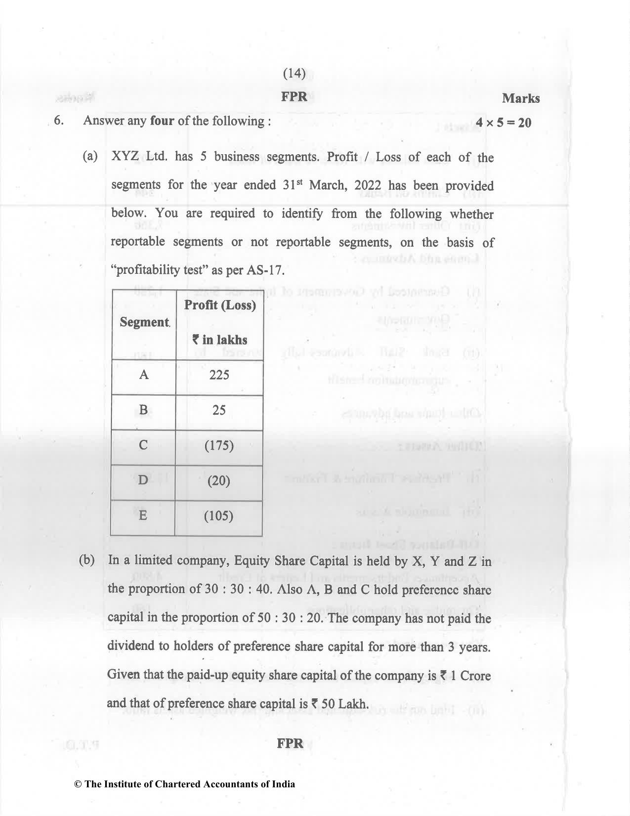 CA Inter May 2022 Question Paper - Paper 5 – Advanced Accounting - Page 14