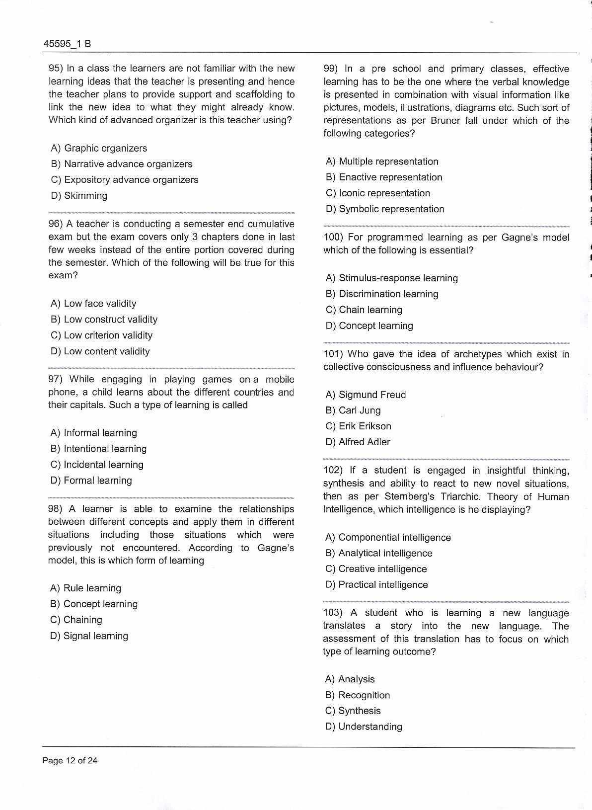 JKBOPEE B.Ed Jammu 2018 Question Paper - Page 12