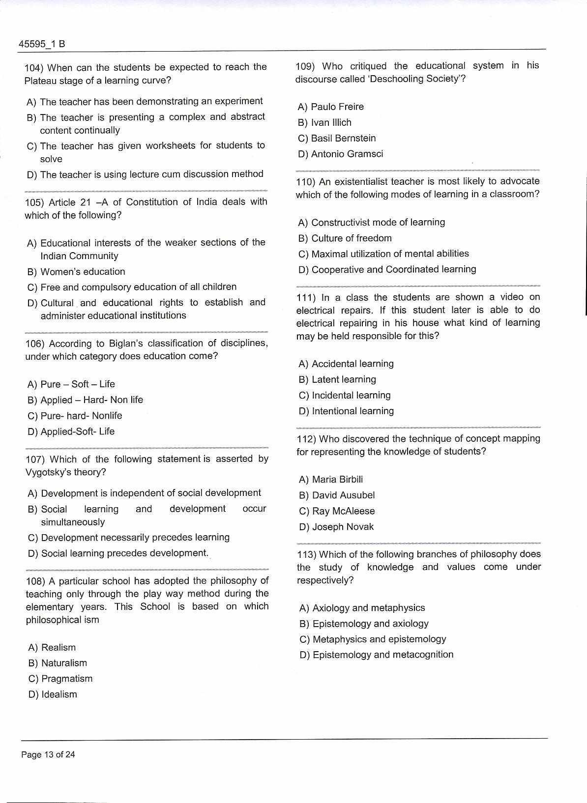 JKBOPEE B.Ed Jammu 2018 Question Paper - Page 13