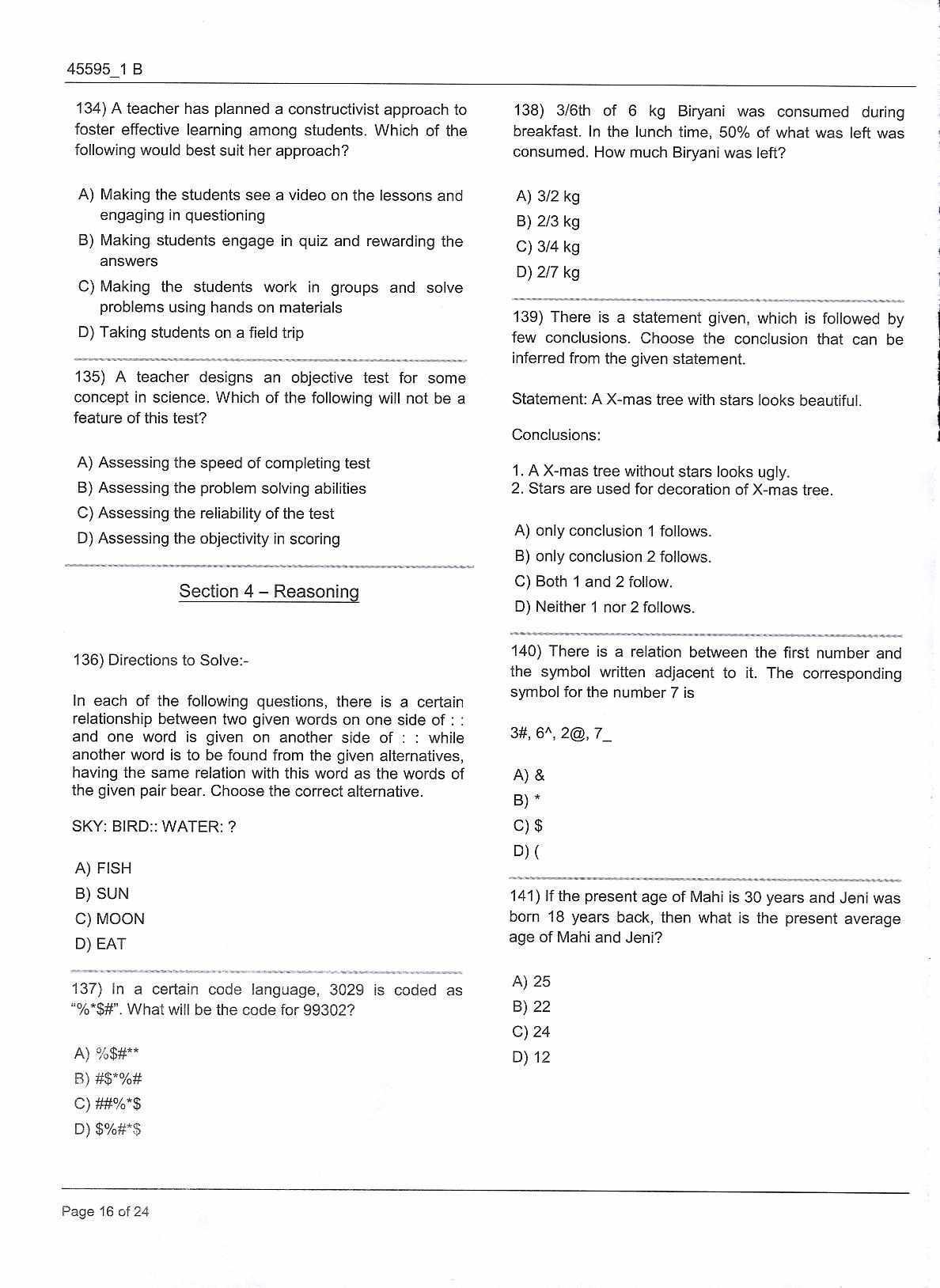 JKBOPEE B.Ed Jammu 2018 Question Paper - Page 16