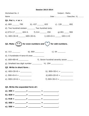 Worksheets for Class 2 Maths Assignment 3
