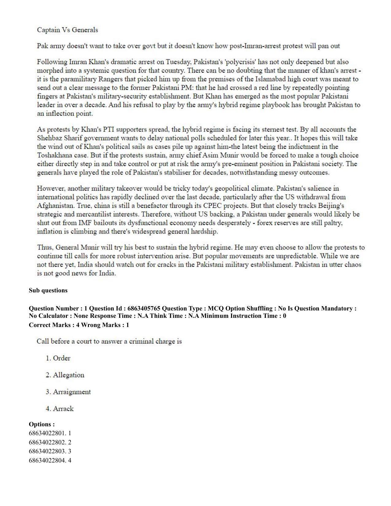 CUET PG 2023: LAQP10 – French (Eng.) - Shift 3 (05-06-2023) Question Paper - Page 2