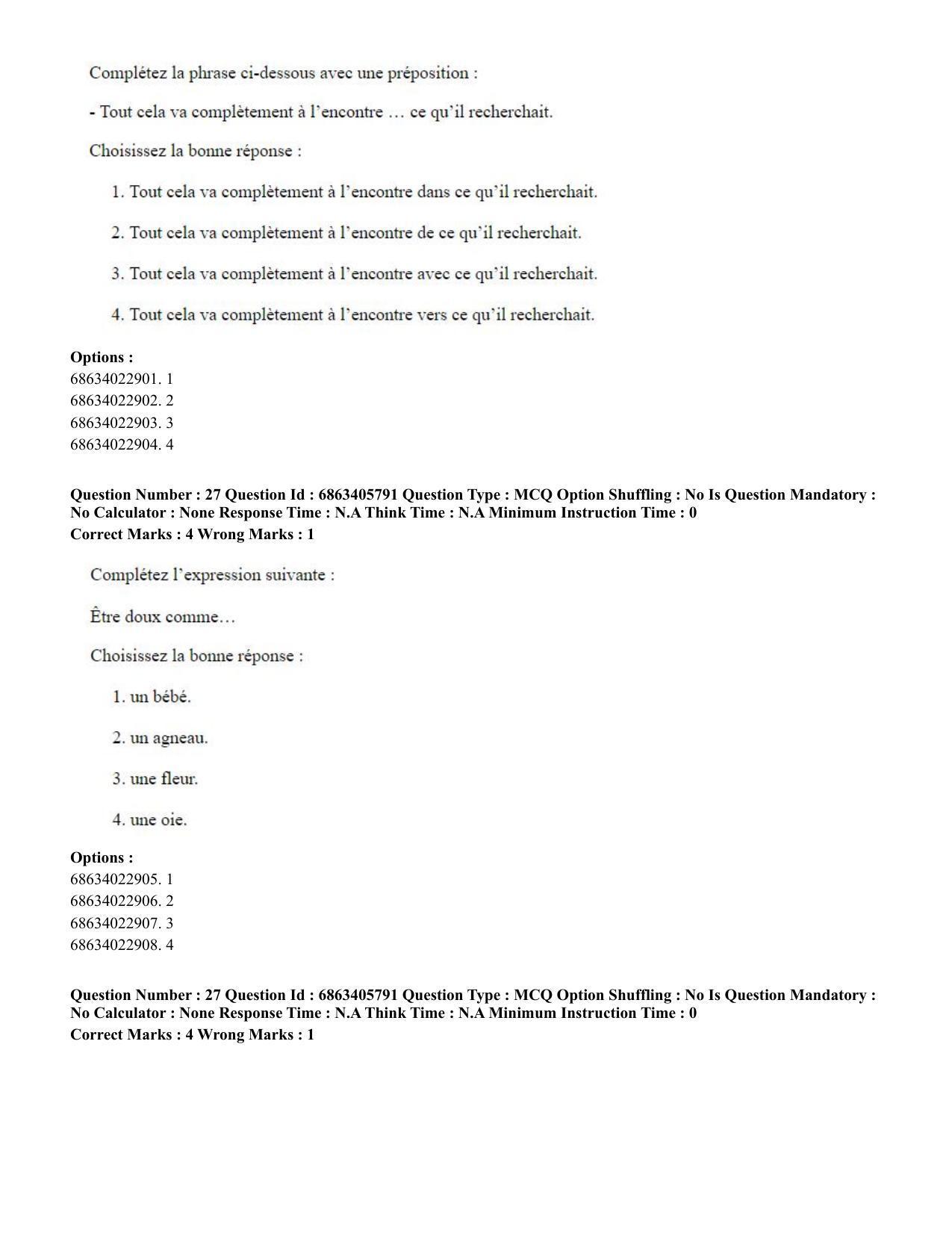 CUET PG 2023: LAQP10 – French (Eng.) - Shift 3 (05-06-2023) Question Paper - Page 39